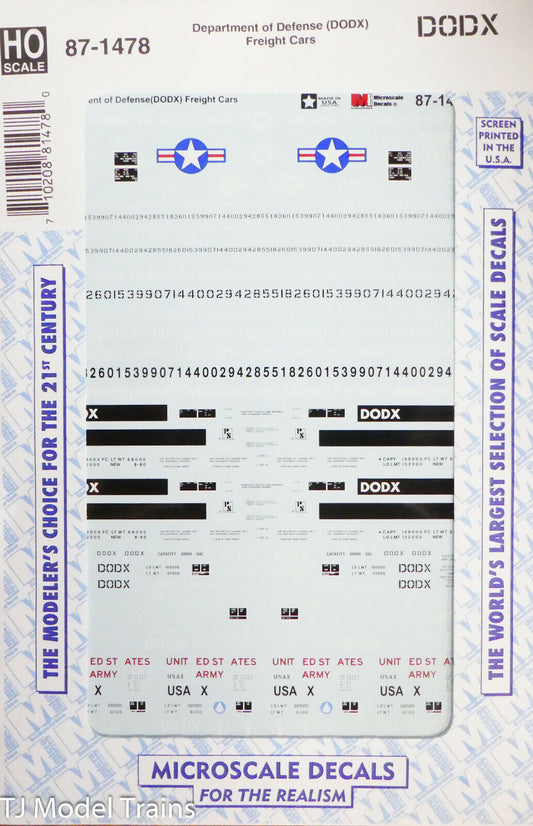 Microscale HO #87-1478 Department of Defense (DODX) for: Freight Cars (Decals)