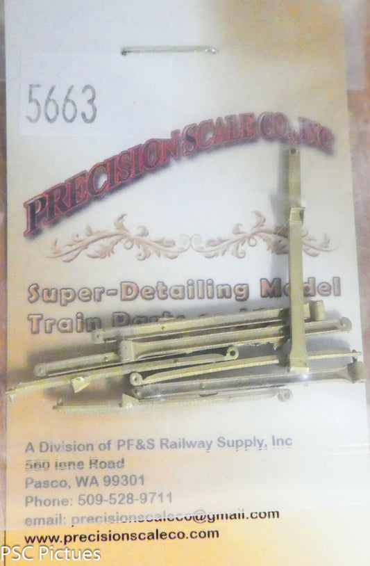 Precision Scale O #5663 Handrail Stanchions, End, Long, Cored .025" (Brass) 8pcs