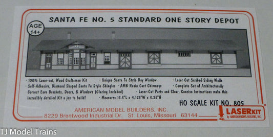 American Model Builders #805 Santa Fe No. 5 Standard One Story Deopt, Kit (HO)