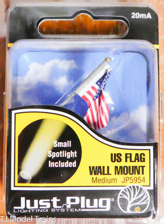 Woodland Scenics #JP5954 US Flag Wall Mount (Medium) w/Small Spotlight Included