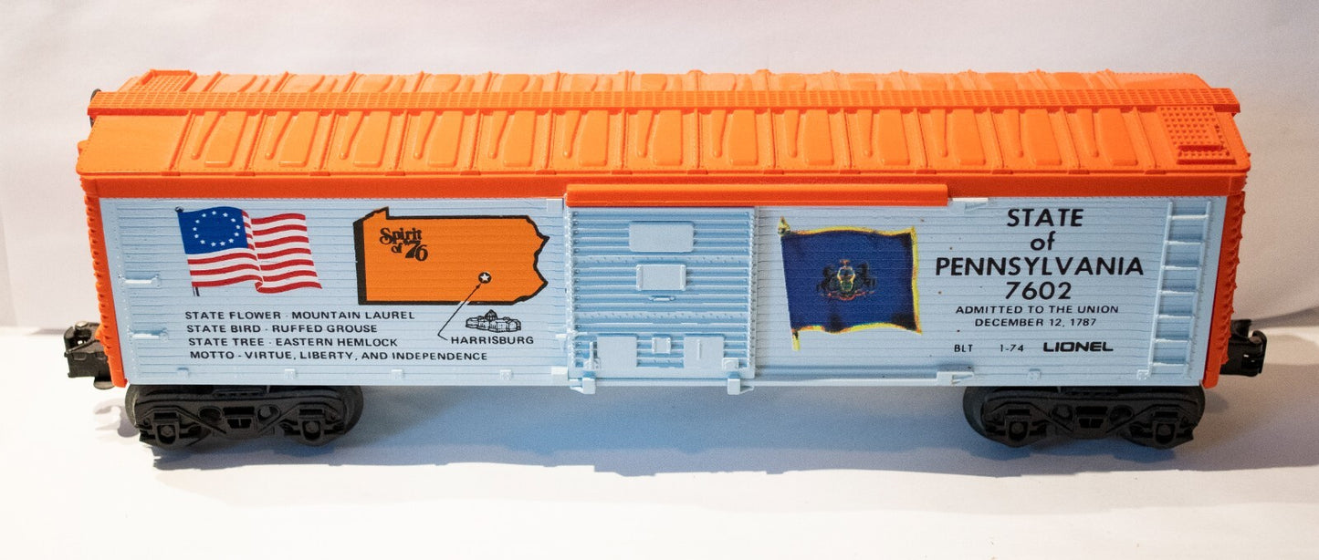 Lionel O Scale (Used) #6-7605 Pennsylvania Box Car Spirit of '76 Commemorative