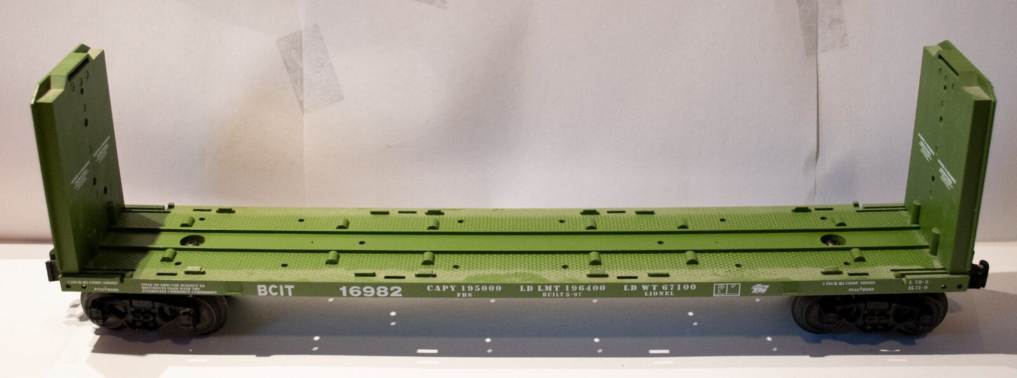 Lionel O Scale  #6-16982 BC  Bulkhead Flatcar w/Simulated Cut Wood Load
