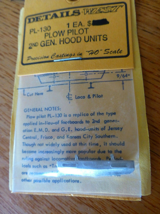 Details West HO #130 Plow Pilot 2nd Gen Hood Units (White Metal) 1:87th Scale