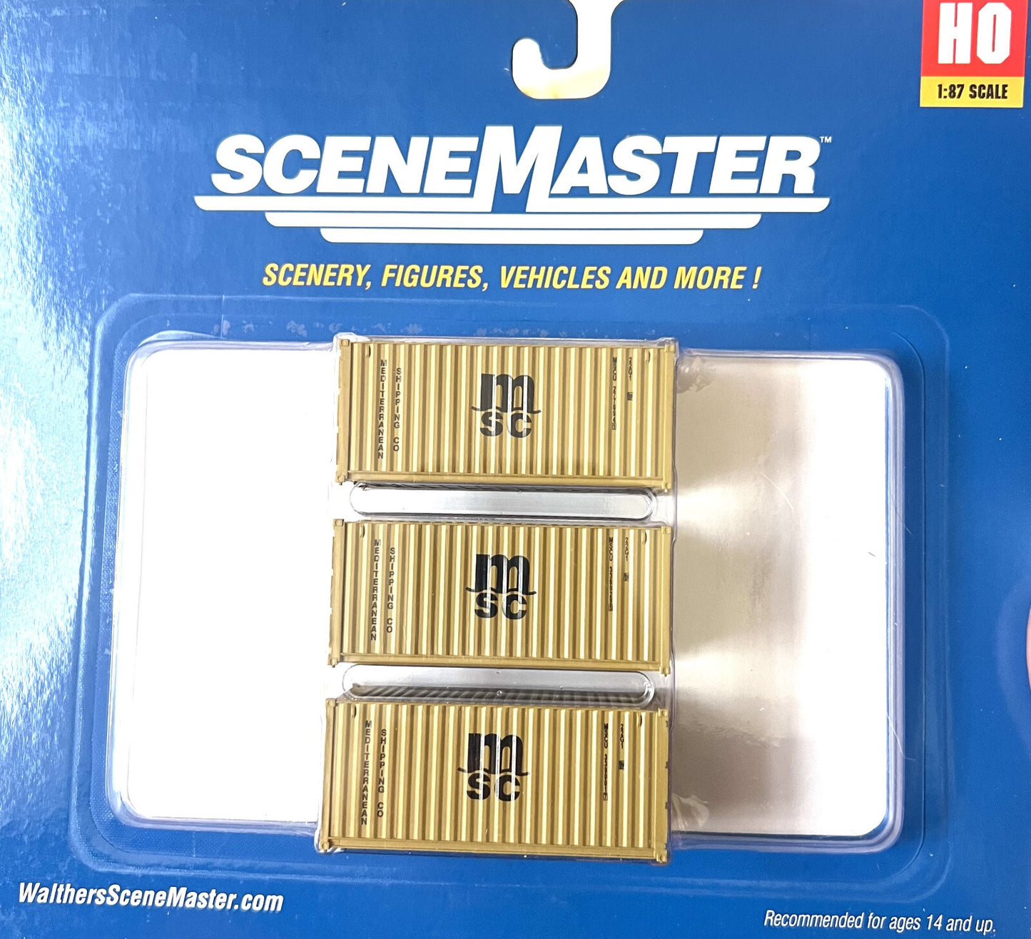 Walthers HO #949-18054 Fully Corrugated 20' Container - 3-Pack Mediterranean Shi