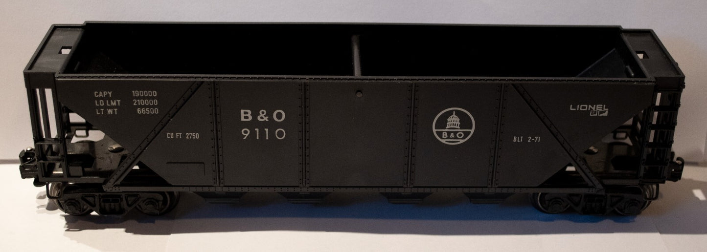 Lionel O Scale  #6-9110  BALTIMORE & OHIO OPEN QUAD HOPPER