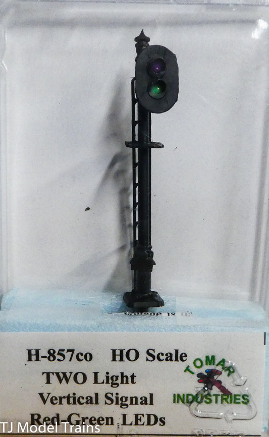 Tomar Industries #H-857co TWO Light Vertical Signal G.R. LED's (Brass) HO Scale