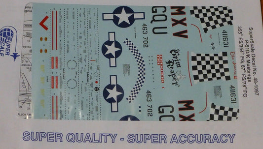 Microscale Decal 1:48 Scale #MS48-1097 / P-51D/K Mustangs: 355th FS/ 354th ,87th