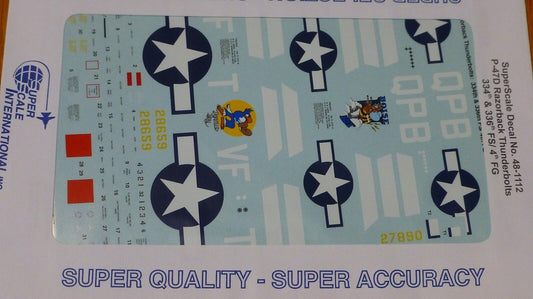 Microscale Decal 1:48 Scale #48-1112 / P-47D Razorback Thunderbolts: 334th & 336
