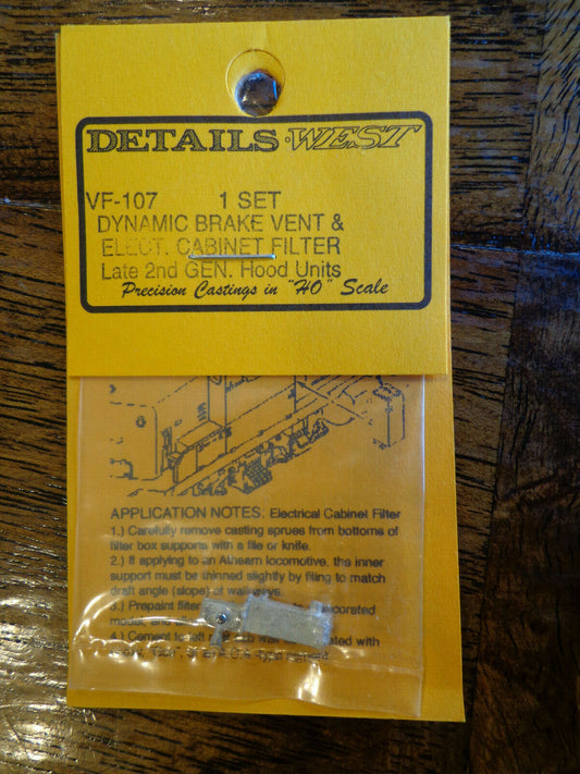 Details West HO #107 Dynamic Brake Vent & elect. Cabinet Filter Late 2nd GEN.