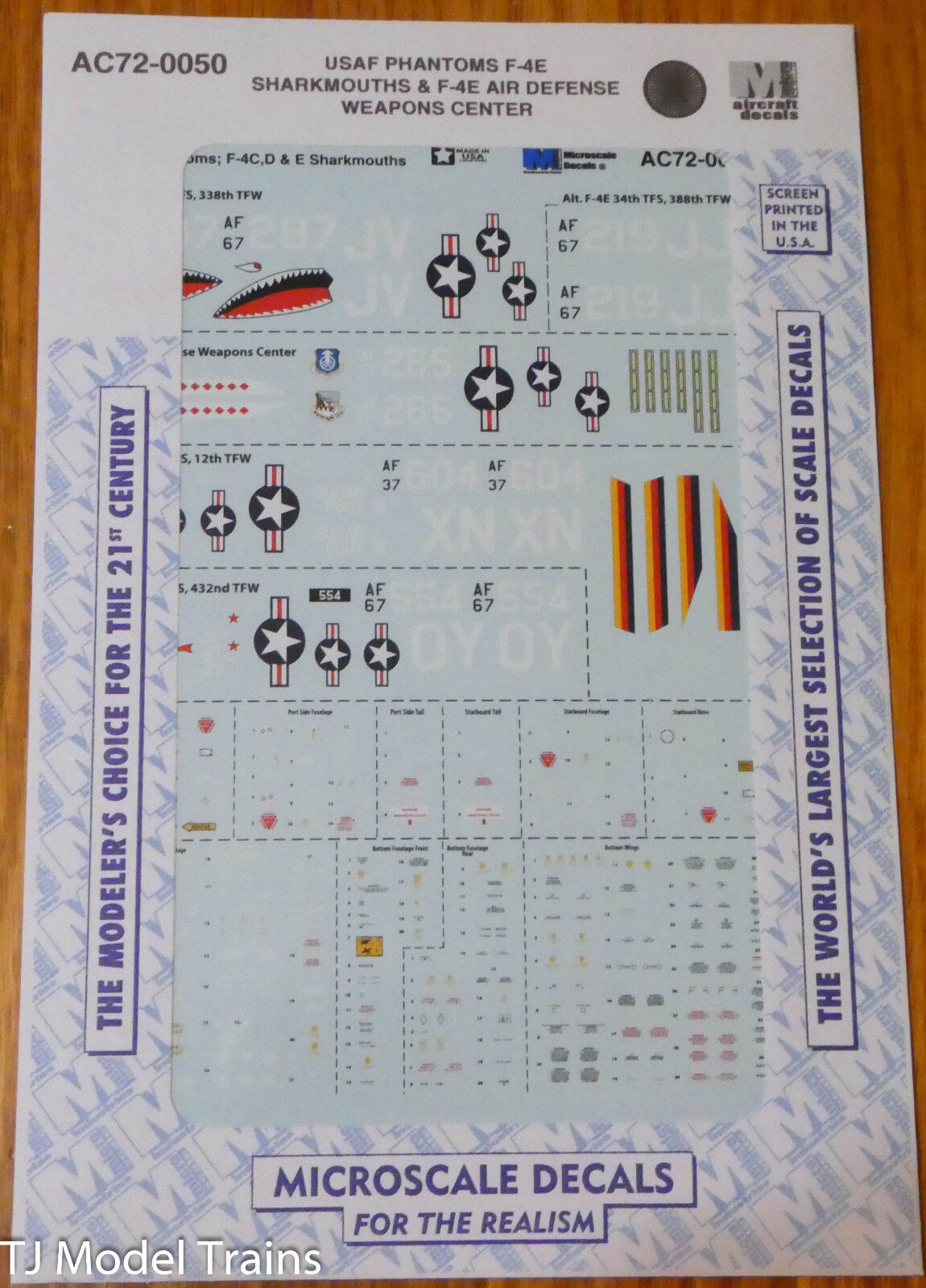 Microscale Decal 1/72 #AC72-0050 USAF Phantoms F-4E Sharkmouths