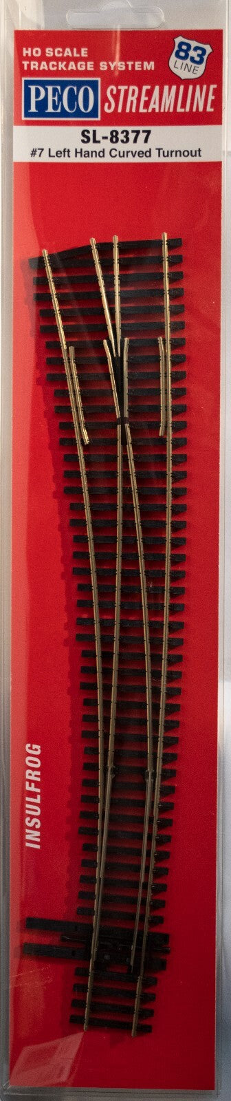 Peco #SL-8377 North American-Style Code 83 #7 Curved Turnout - Streamline -- Lef