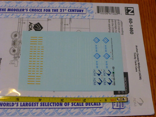 Microscale Decal N #60-1460 Archer Daniels Midland (ADM) Trinity Tank Cars(Decal