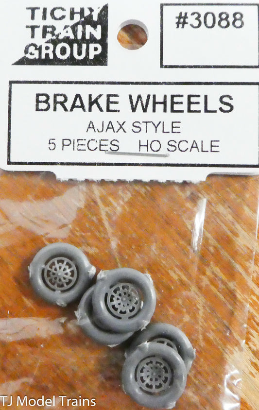 Tichy Train Group #3088 Brake Wheels (Ajax Style) Plastic Parts 5 (HO Scale)