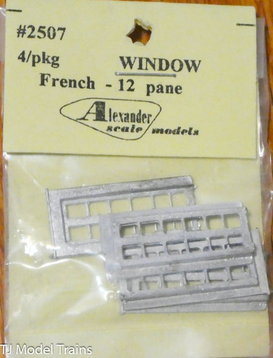 Alexander Scale Models #2507 Windows French - 12 Pane / HO (Light Casting )