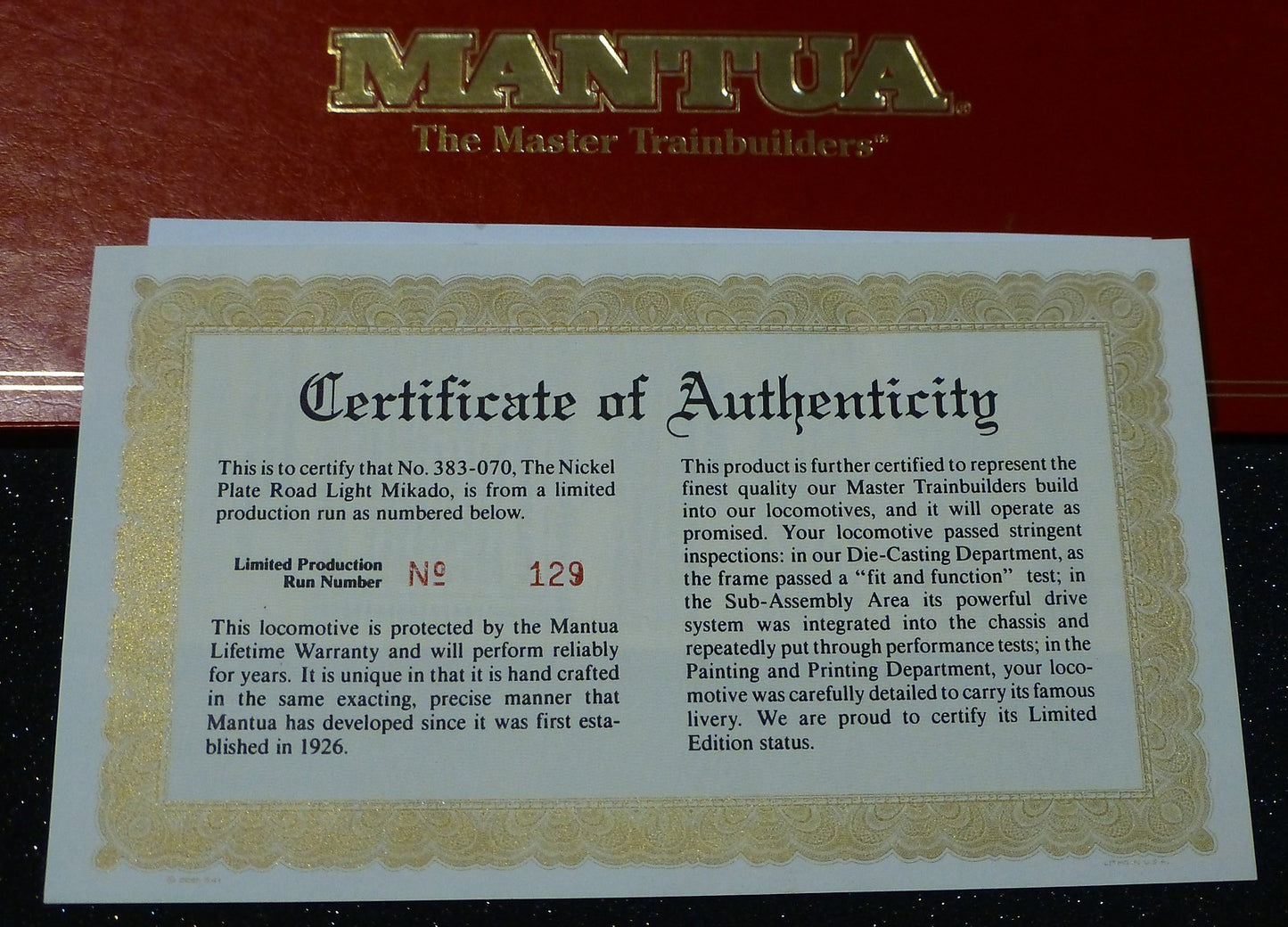 Mantua HO #383-070 Nickel Plate Raod Light Mikado #590 (Run #129) Steam Loco NEW