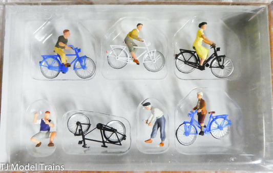 Preiser HO #10716 Young People w/Bicycles -- 5 Bikes & 6 People (Plastic)