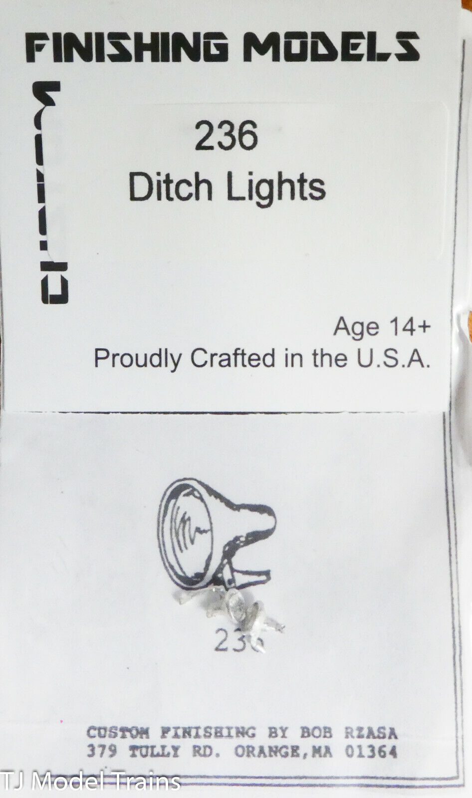 Custom Finishing Models HO #236 Ditch Lights -- Bracket Mounted (White Metal)