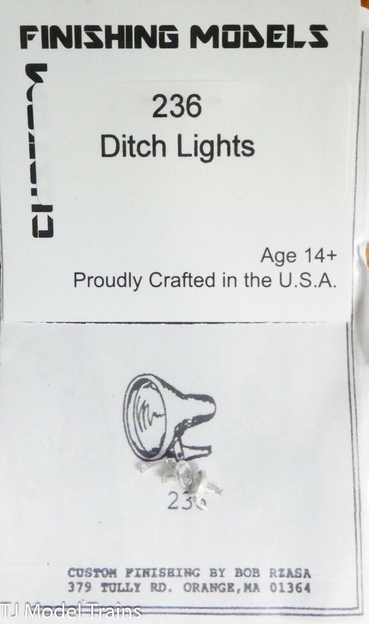 Custom Finishing Models HO #236 Ditch Lights -- Bracket Mounted (White Metal)