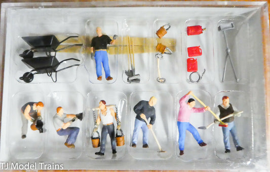 Preiser HO #10546 Working People -- Road Workers w/Accessories (Plastic)