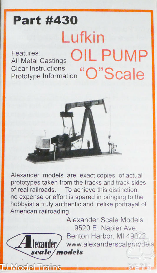 Alexander Scale Models #430 Lufkin Oil Pump (White Metal Kit) O Scale / 1:48th