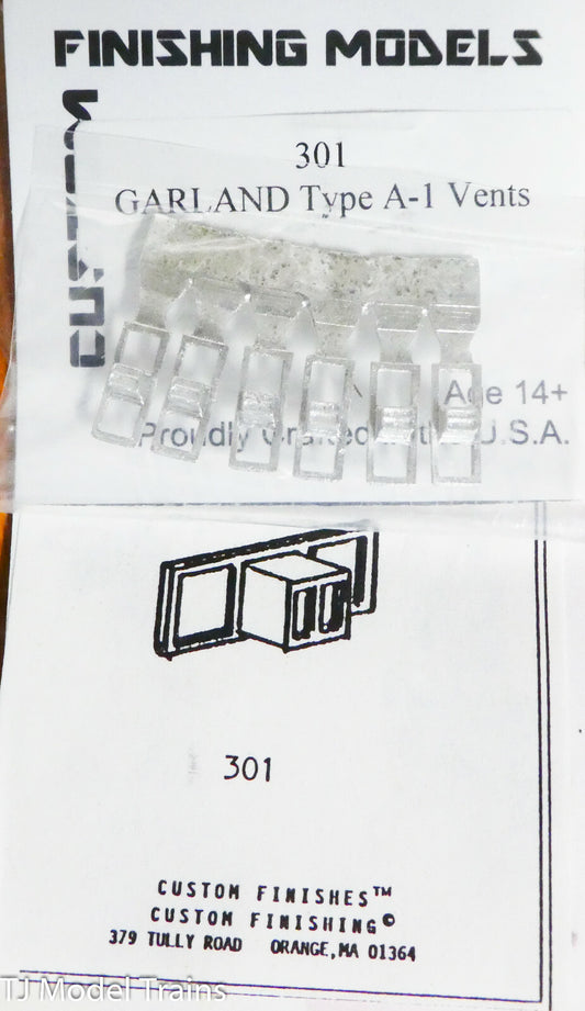 Custom Finishing Models HO #301 Garland Type A-1 Vents (White Metal)