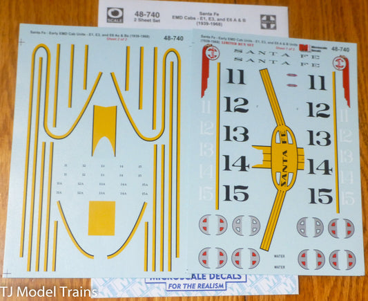 Microscale Decal O #48-740 Santa Fe - Early EMD Cabs; E1, E3 and E6 A & B