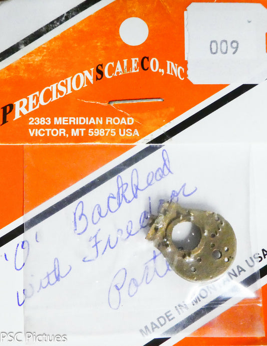 Precision Scale O #009 Backhead w/Fire Door Base (Brass Casting)