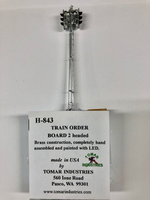 Tomar Industries HO #H-843 TRAIN ORDER SIGNAL, 2 headed green-yellow-red LED's .