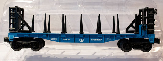 Lionel #6-26066 Great Northern Flatcar w/Bulkheads Two bulkheads and 12 stakes
