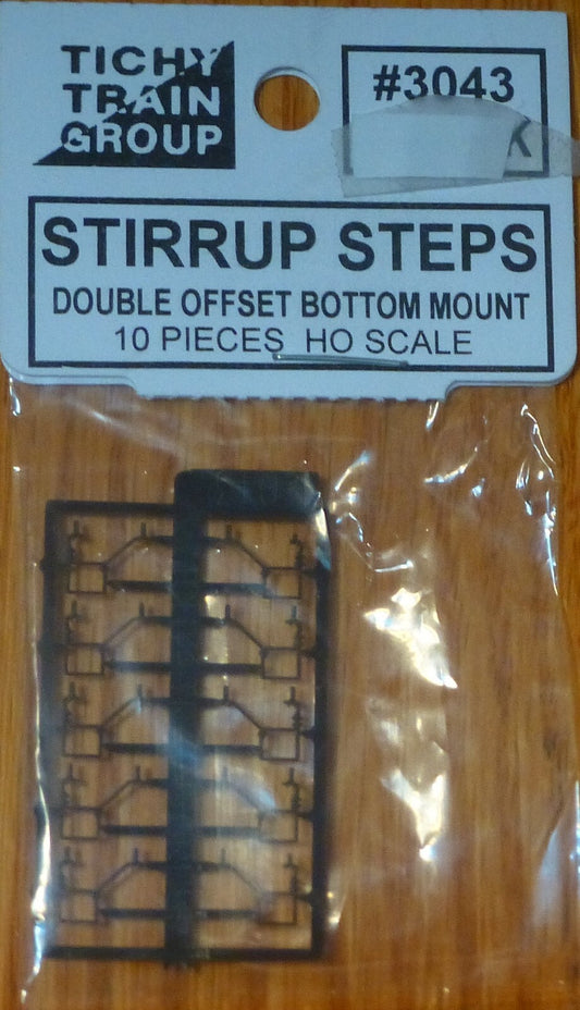 Tichy Train Group HO #3043 Freight Car Stirrups pkg(10) -- Double Offset - Botto