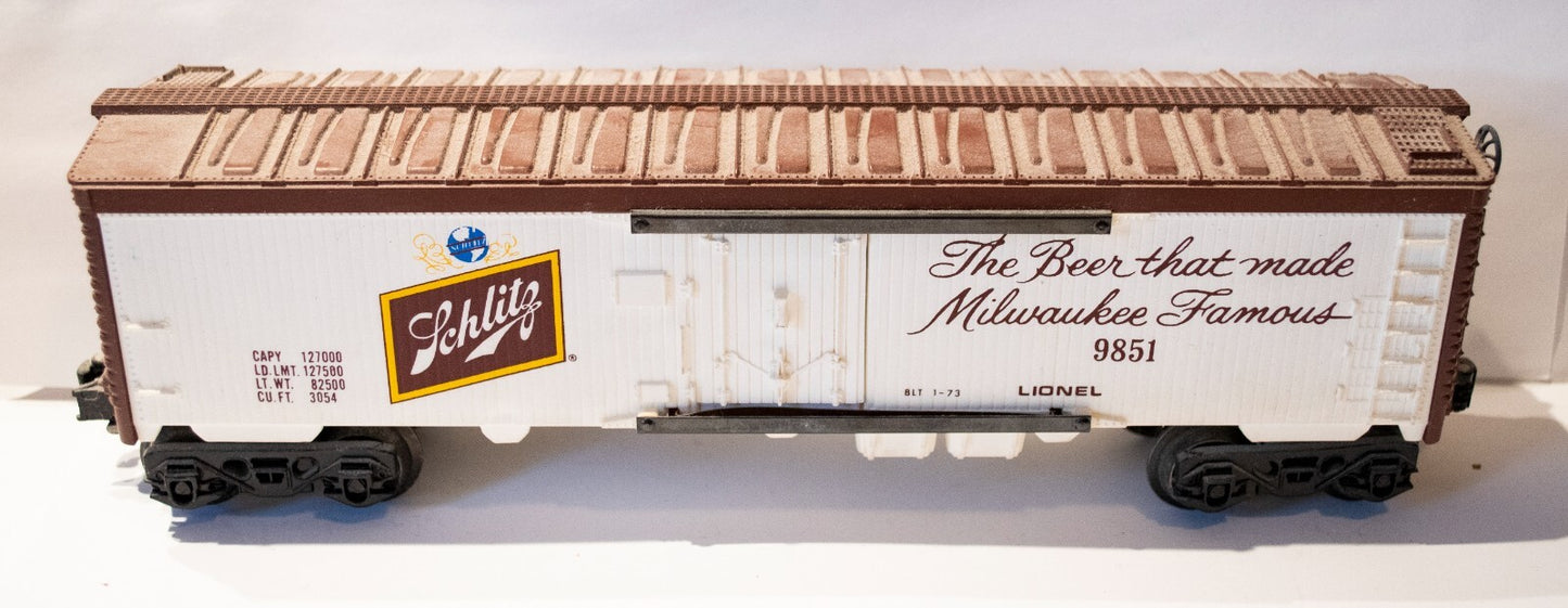Lionel O Scale  #9851 SCHLITZ BEER REEFER