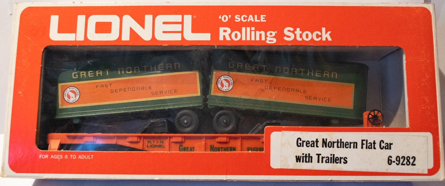 Lionel #6-9282 Great Northern Flat Car With Trailers (Used)