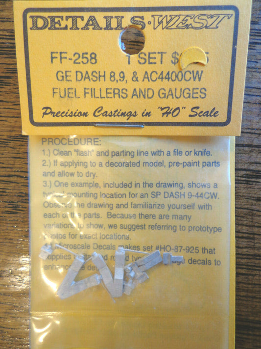 Details West HO #258 Fuel Filler and Gauges Set -- For GE Dash-8, -9 & AC4400CW
