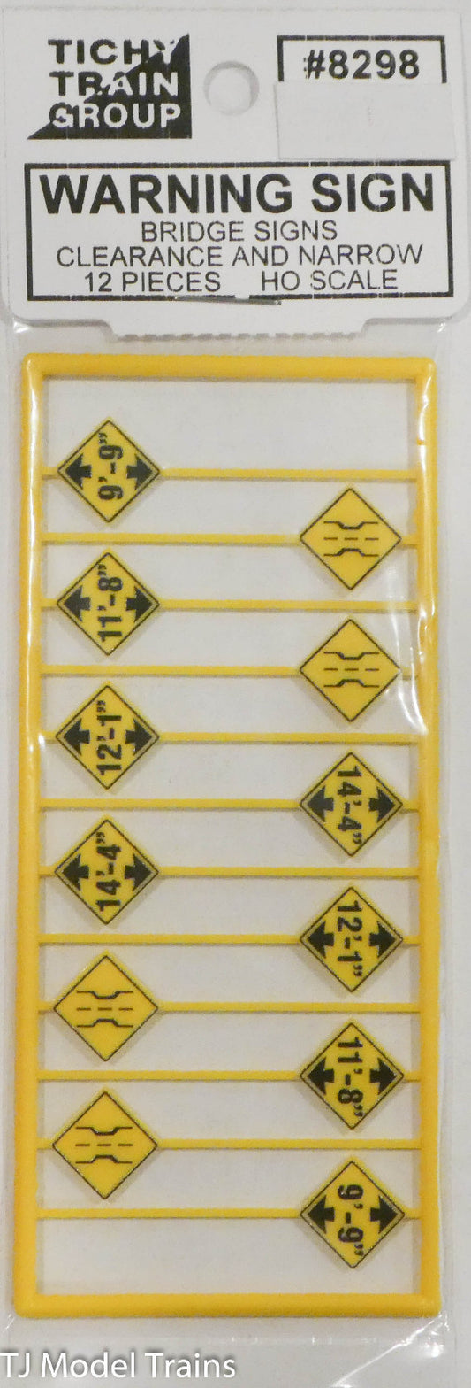 Tichy Train Group HO #8298 Warnign Signs (Bridge Clearance & Narrow) (12 pcs)