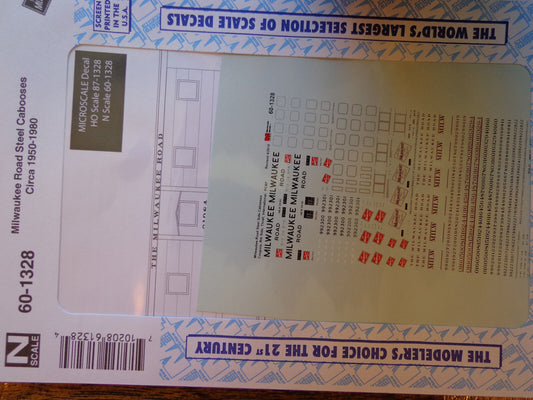 Microscale Decal N  #60-1328 Milwaukee Road Steel Cabooses-Circa 1950-1980