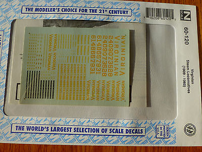 Microscale Decal N  #60-120 Virginian Steam Locomotives (1909-1960) Steam Locomo