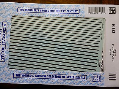 Microscale Decal #91132 Stripes 4" and 6" Widths - Black (1:87 Scale)