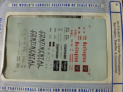 Microscale Decal N  #60-314 54' ACF 3-Bay Centerflow Decal Set - Stauffer//Ft Wo