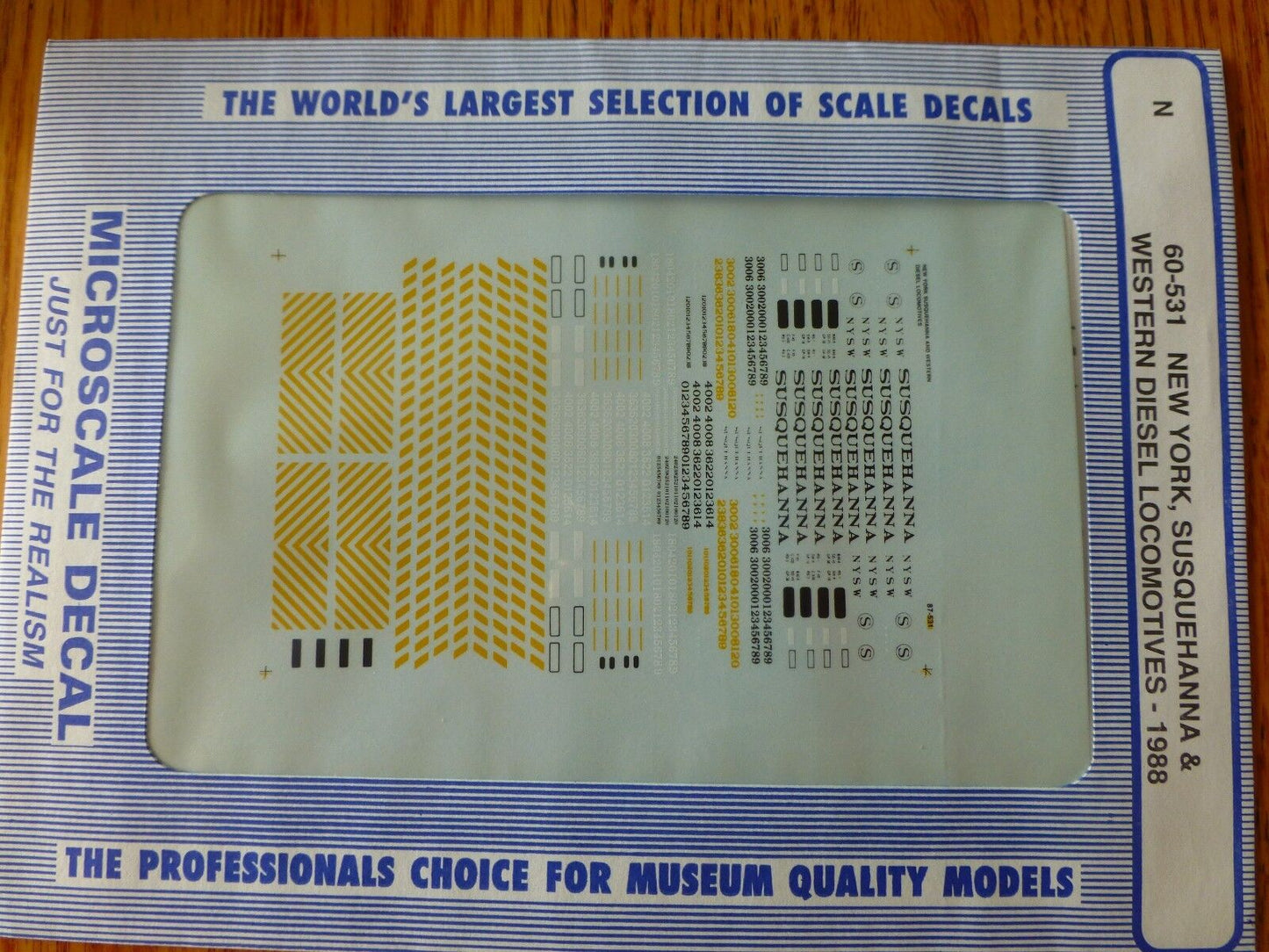 Microscale Decal N  #60-531 NYS&W Diesels - Hoods & Switchers - Yellow & Black S