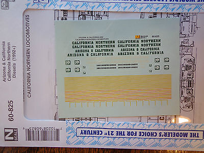 Microscale Decal N  #60-825 Arizona & California (ARZC), California Northern (CF