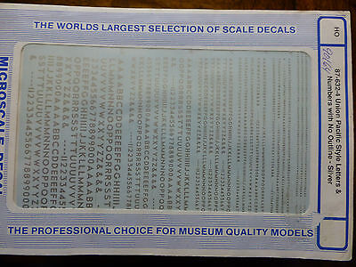 Microscale Decal #90164 UP Style Letters & Numbers with No Outline - Silver 1:87