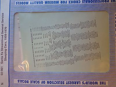 Microscale Decal N  #60-961 Santa Fe GS Sleeping Cars 1939-1971