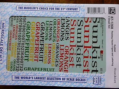 Microscale Decal HO  #87-1268 Sunkist - Pure Gold, Mutual Citrus, etc. Packing H
