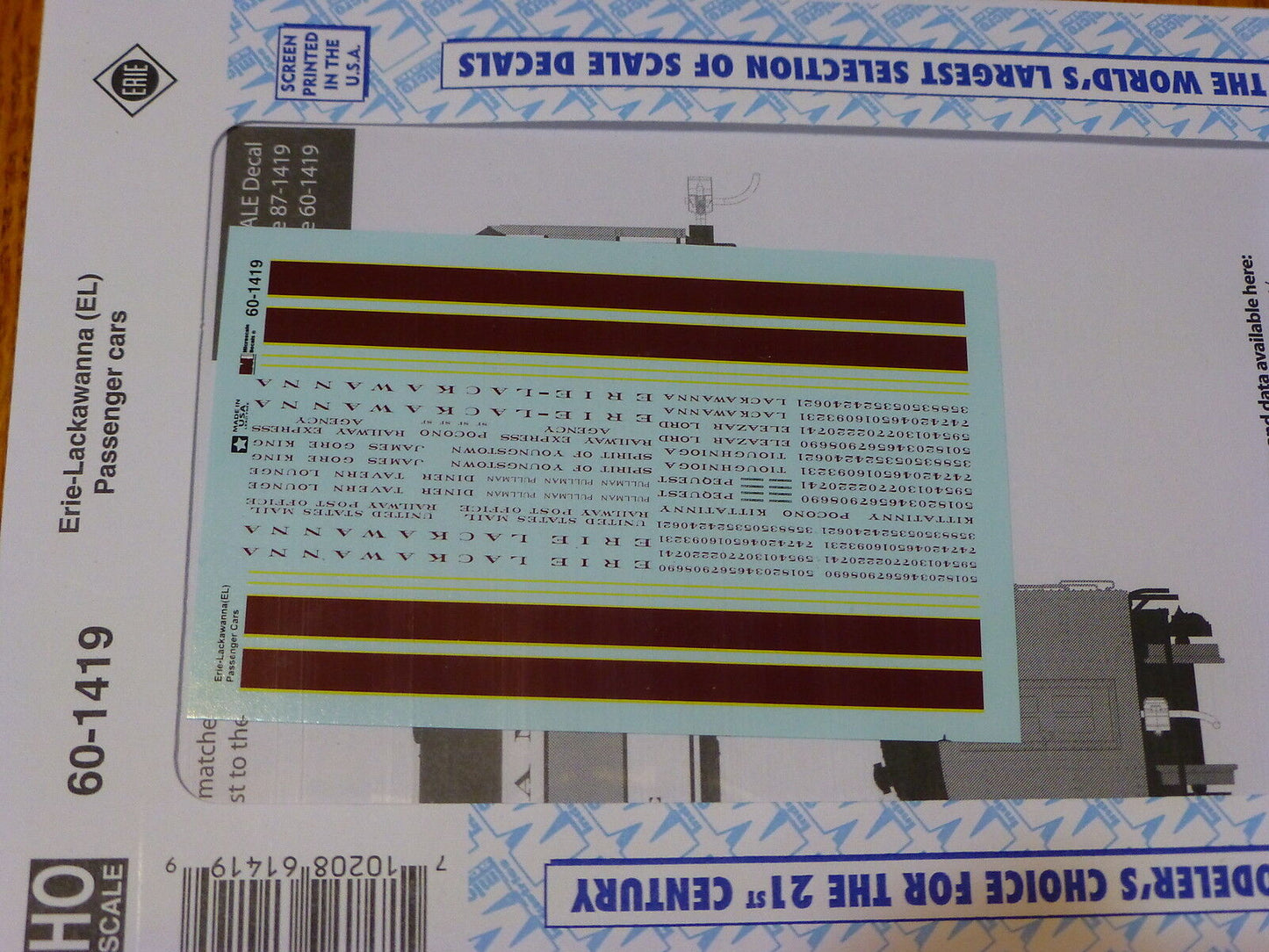 Microscale Decal N #60-1419 Erie-Lackawanna (EL) Passenger Cars