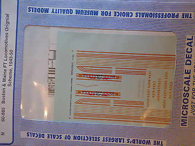 Microscale Decal N  #60-885 Boston & Maine FT Locomotives Original Scheme, (1943