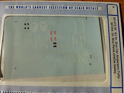 Microscale Decal N  #60-415 50' All-Door Decal Set - Pend Oreille Valley Anderso