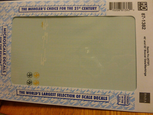 Microscale Decal #87-1382 Santa Fe (ATSF) 40' & 50' Boxcar Data/Markings (DF)