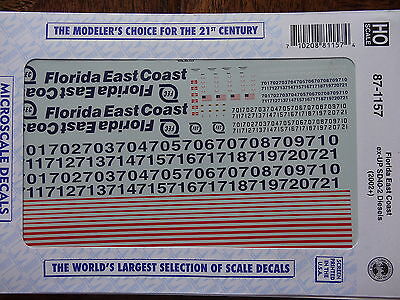 Microscale Decal HO #87-1157 Florida East Coast Ex-UP SD40-2 Diesels Dates:2002+