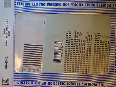 Microscale Decal N  #60-4343 Data Diesel - EMD & GE Model Plates