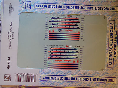 Microscale Decal N  #60-4314 Amtrak Passenger "Pacific Parour" Lounge